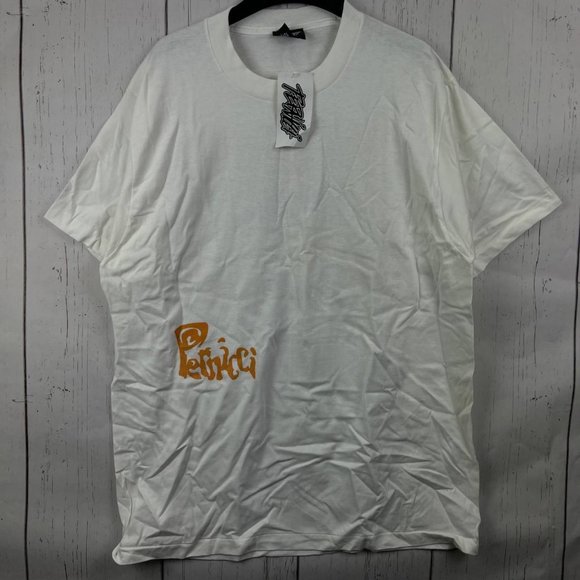 Vintage Pernicci Spiral Grunge XL Casual T-Shirt‎ White New Men Single Stitching - Picture 1 of 11